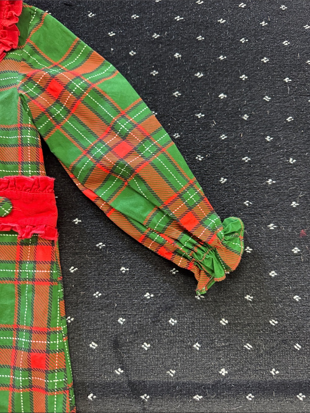 Holiday Plaid Green and Red Long-Sleeve Kids Dress - Picture 3 of 6